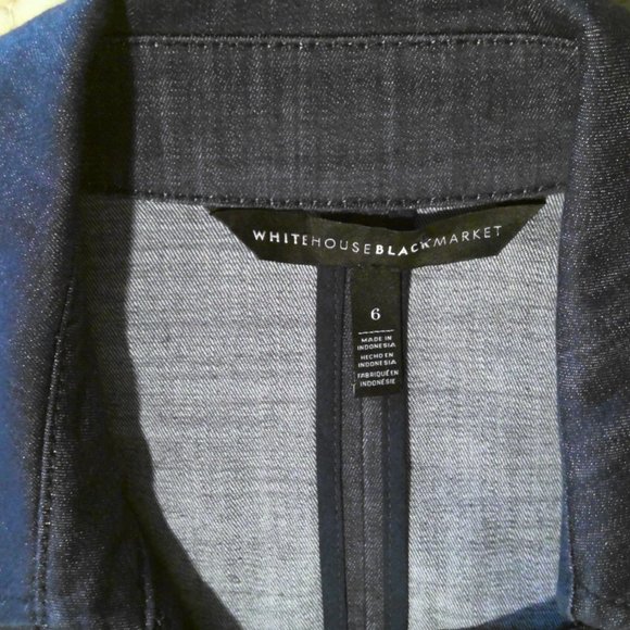 White House Black Market Blue Jean Jacket 6 Double Breasted Pockets 3/4 Sleeve - Picture 11 of 12